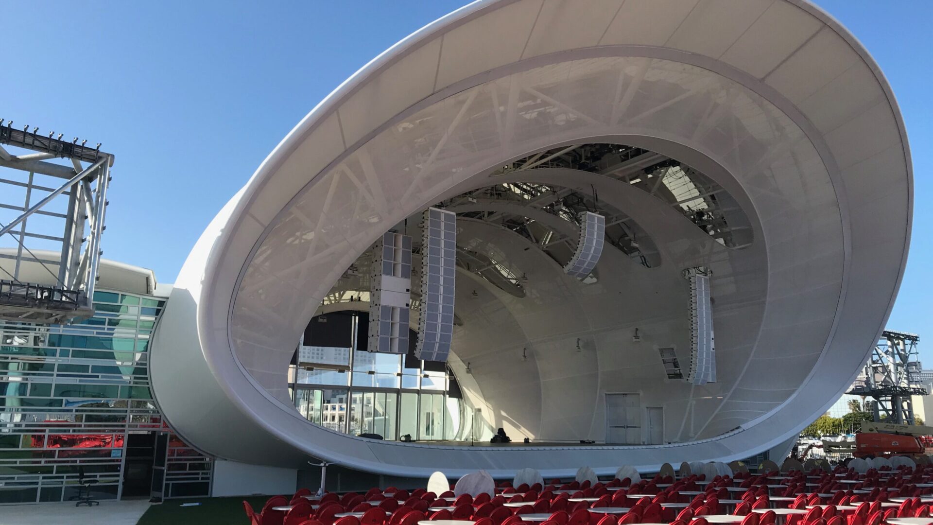 Rady Shell Amphitheater in Jacobs Park. PTFE membrane structure in San Diego California for the San Diego Symphony.